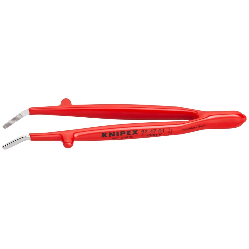 Knipex 92 47 01 5 1/2″ Stainless Steel Gripping-30Angled Tweezers-1000V Insulated