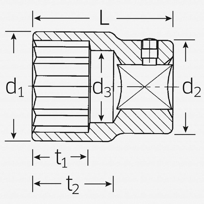 Stahlwille 05410072 55a 2 Inch 12-pt Bi-Hex Socket 3/4 Inch Drive