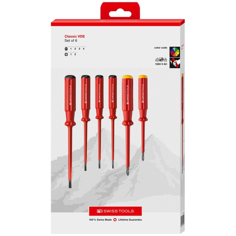 PB Swiss Tools PB 5542.CBB Classic VDE screwdriver set, fully insulated up to 1000 V AC/1500 V DC