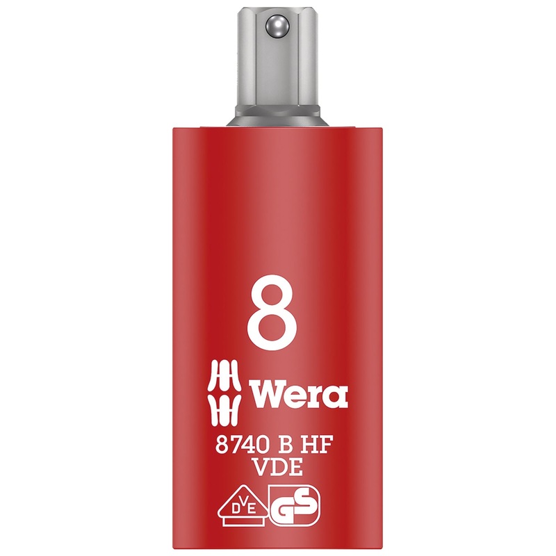 Wera 8740 B VDE HF Zyklop Hex bit socket, insulated, with holding function, 3/8″ drive, 8 x 59 mm