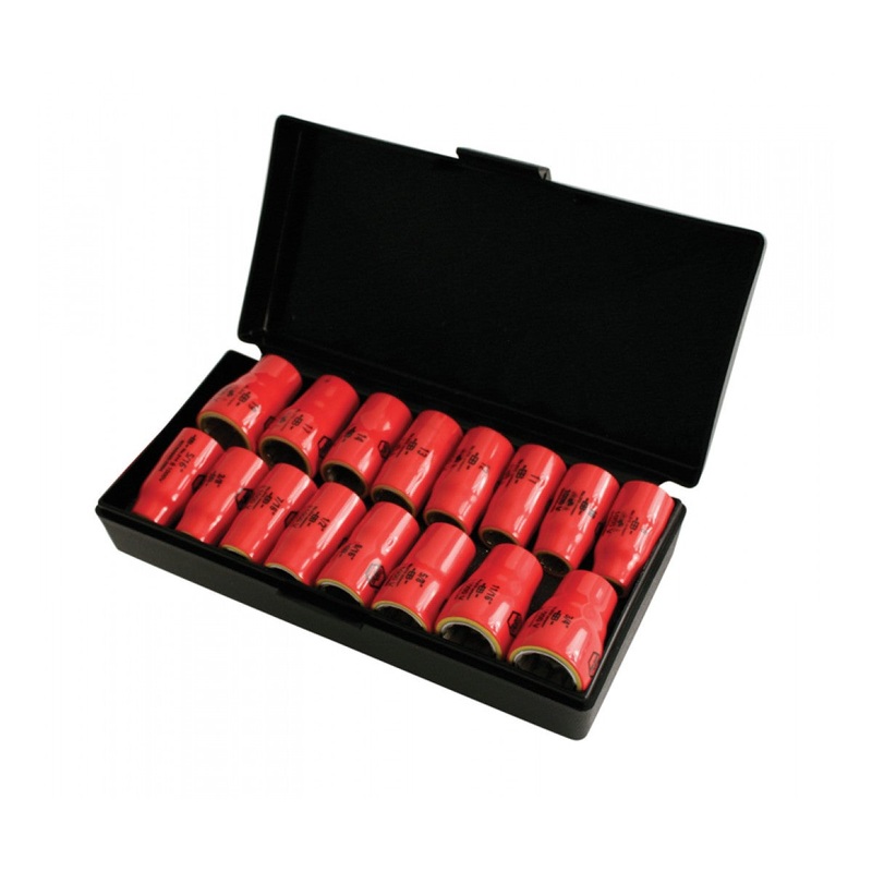 Wiha Tools 31491 Insulated Inch / Metric Socket Set, 3/8″ Drive, 16 Pc.