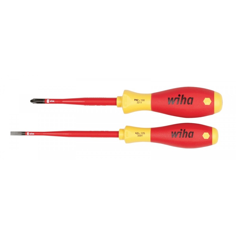 Wiha Tools 32189 Insulated SlimLine Slotted/Phillips Screwdrivers 2 Piece Set