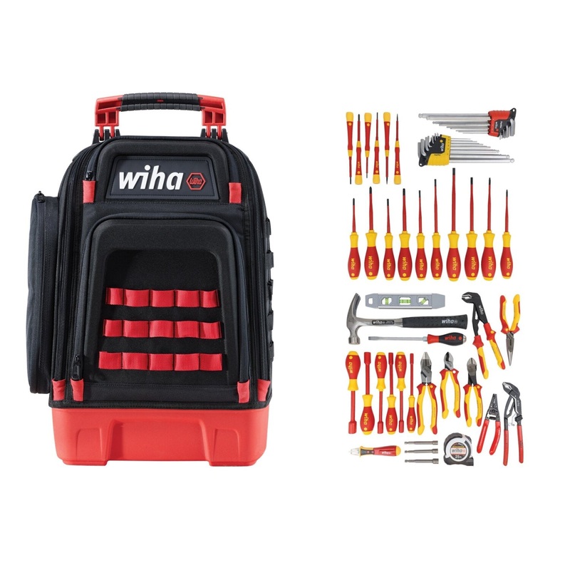 Wiha Tools 91872 Master Electrician’s Insulated Tool Kit in Heavy Duty Backpack, 59 Pc.