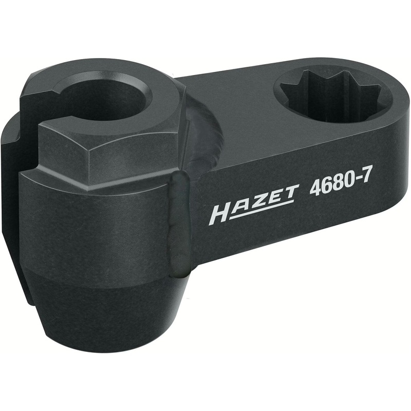 Hazet 4680-7 1/2 inch (12.5 mm) Double Square  Hollow Exhaust Probe Socket  Outside Hexagon Profile  14 mm