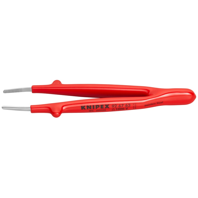 Knipex 92 67 63 5 3/4″ Stainless Steel Gripping Tweezers Blunt Tips-1000V Insulated