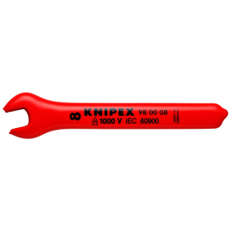 Knipex 98 00 08 4″ Open End Wrench-1000V Insulated, 8 mm