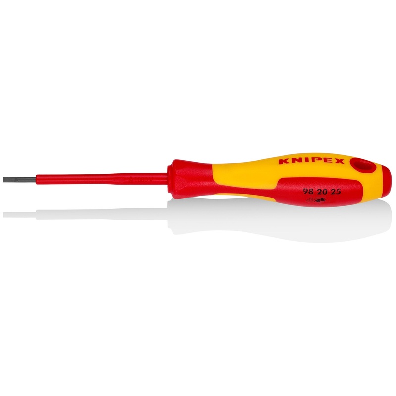 Knipex 98 20 25 Slotted Screwdriver, 3″-1000V Insulated, 3/32″ tip