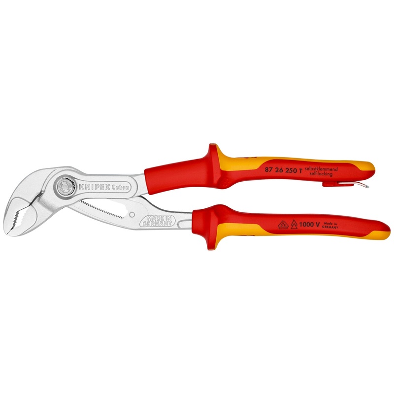 Knipex 87 26 250 T 10″ Cobra High-Tech Water Pump Pliers-1000V Insulated-Tethered Attachment