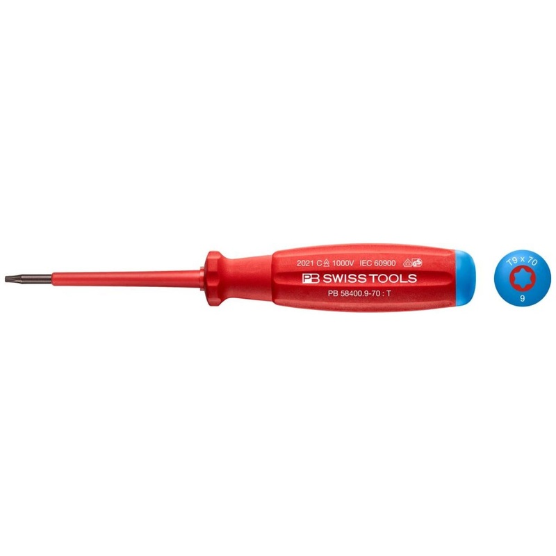 PB Swiss Tools PB 58400.9-70 Torx SwissGrip VDE Screwdriver, T9 x 70mm, Insulated