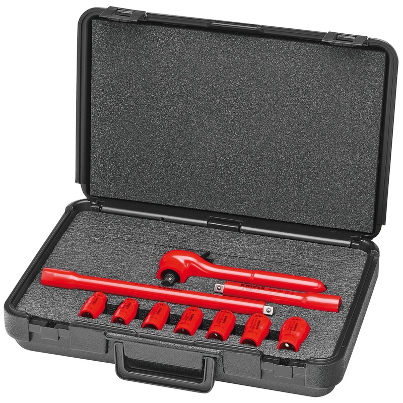 Knipex 98 99 11 S3 10 Pc Socket Set, 3/8″ Drive, SAE-1000V Insulated