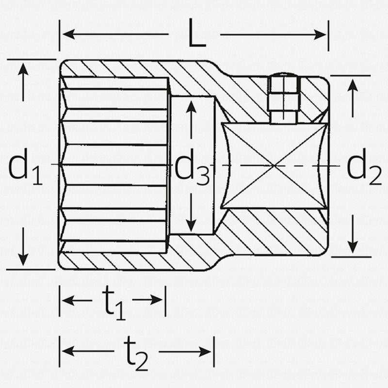 Stahlwille 06010060 Bi-Hex 60 1″ Drive 12-pt Socket 60 mm