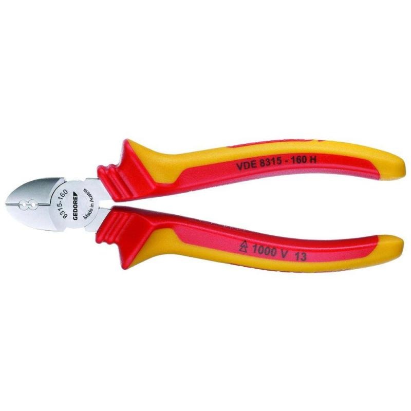 Gedore 1742582 VDE Electricians’ side cutter with VDE insulating sleeves 160 mm