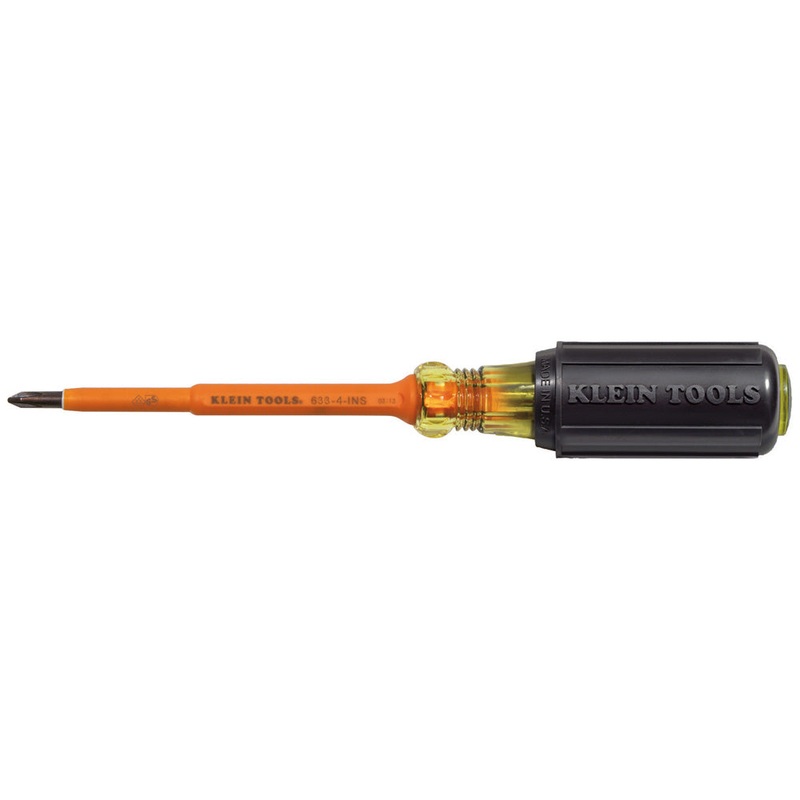 Klein Tools 6334INS Insulated Screwdriver, #1 Phillips Tip, 4-Inch