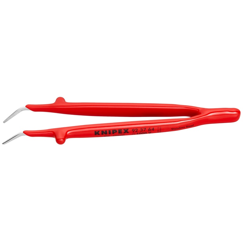 Knipex 92 37 64 6″ Stainless Steel GrippingTweezers–30Angled-1000V Insulated
