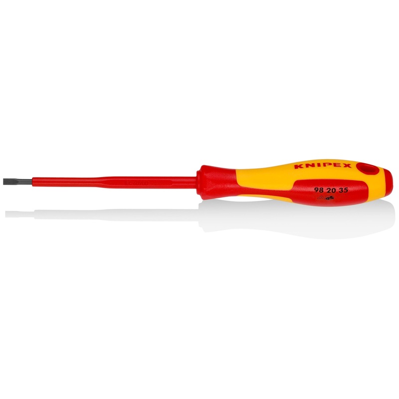 Knipex 98 20 35 Slotted Screwdriver, 4″-1000V Insulated, 1/8″ tip