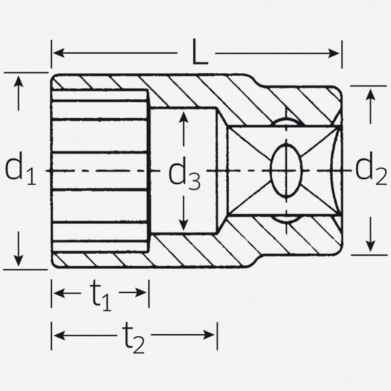 Stahlwille 02010017 45 12-pt Bi-Hex Socket, 3/8″ Drive 17 mm