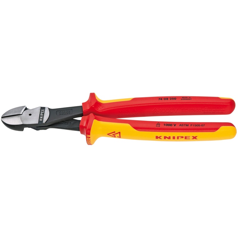 Knipex 74 08 250 US 10″ High Leverage Diagonal Cutters-1000V Insulated