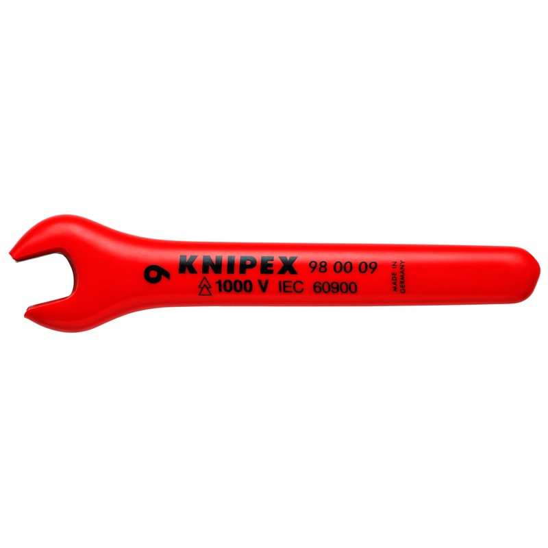 Knipex 98 00 09 4 1/4″ Open End Wrench-1000V Insulated, 9 mm
