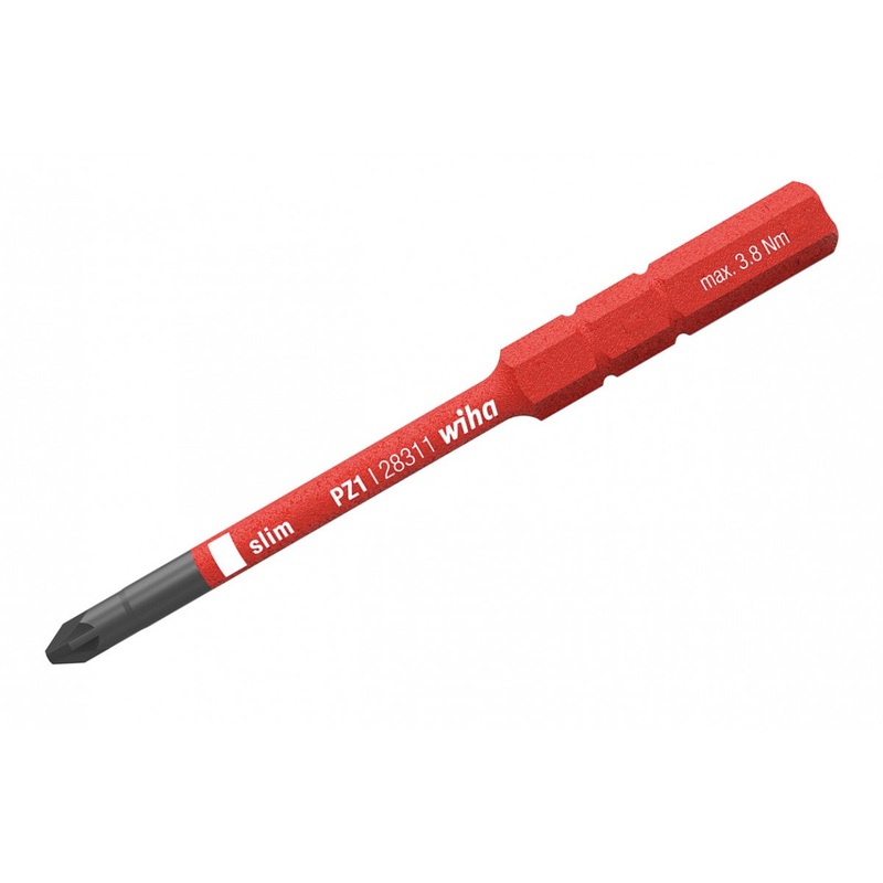 Wiha Tools 28324 PZ1 x 75mm Insulated SlimLine Pozidriv Torque Screwdriver Blade