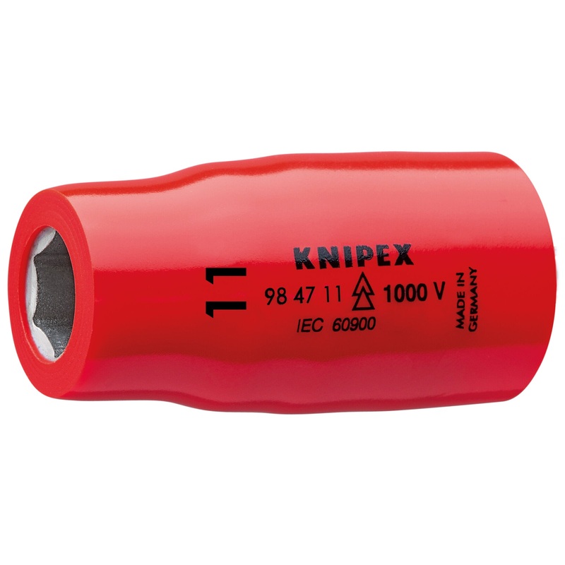 Knipex 98 47 11 1/2″ Drive Hex Socket-1000V Insulated, 11 mm