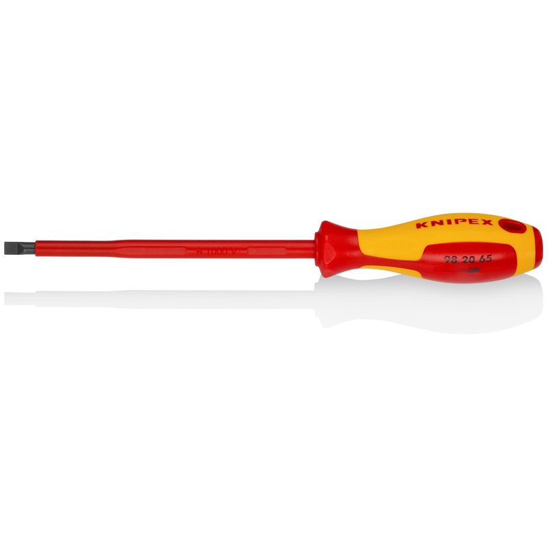 Knipex 98 20 65 Slotted Screwdriver, 6″-1000V Insulated, 1/4″ tip