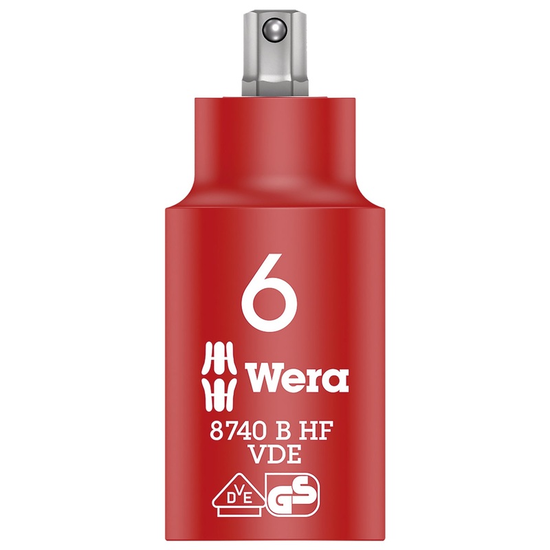 Wera 8740 B VDE HF Zyklop Hex bit socket, insulated, with holding function, 3/8″ drive, 6 x 55 mm