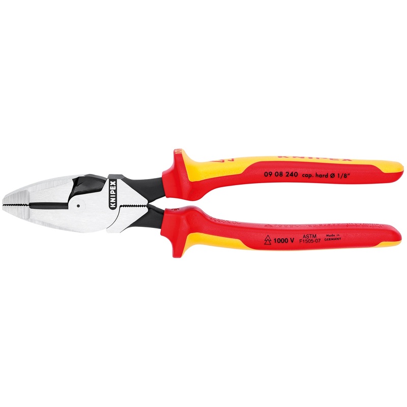 Knipex 09 08 240 US 9 1/2″ High Leverage Lineman’s Pliers New England Head-1000V Insulated
