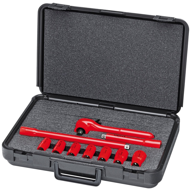 Knipex 98 99 11 S4 10 Pc Socket Set, 3/8″ Drive, Metric-1000V Insulated