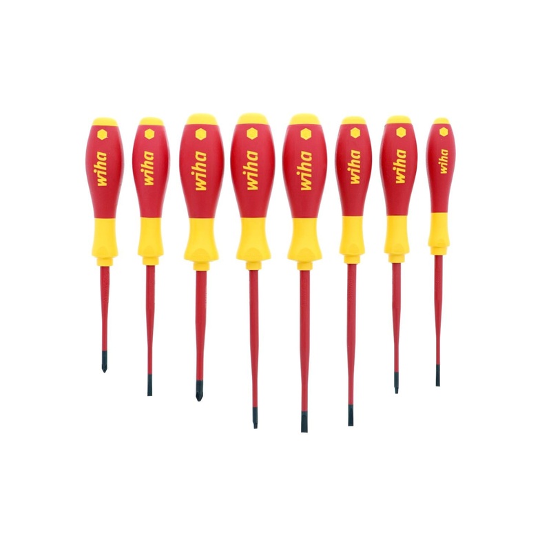 Wiha Tools 32197 Insulated SlimLine Slotted / Phillips / Square Screwdriver Set, 8 Pc.