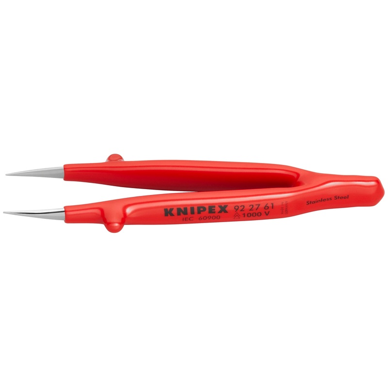 Knipex 92 27 61 5 1/4″ Stainless Steel Gripping Tweezers-Pointed Tips-1000V Insulated