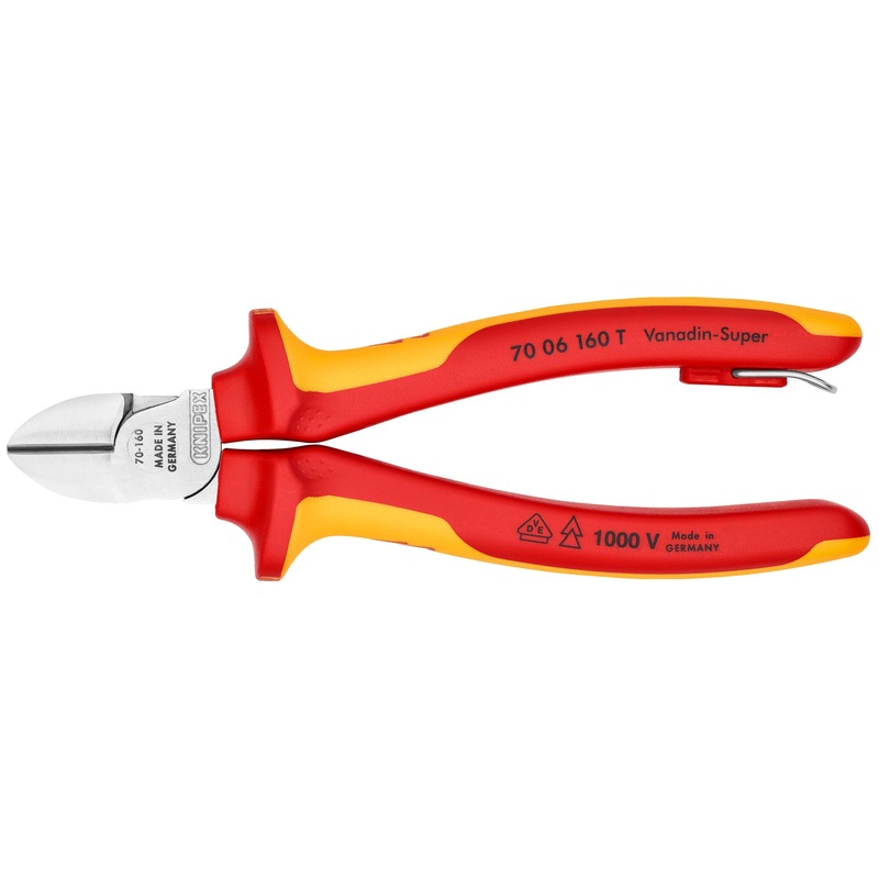Knipex 70 06 160 T 6 1/4″ Diagonal Cutters-1000V Insulated-Tethered Attachment