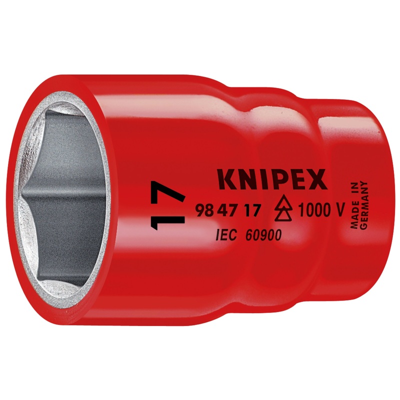 Knipex 98 47 17 1/2″ Drive 17 mm Hex Socket-1000V Insulated