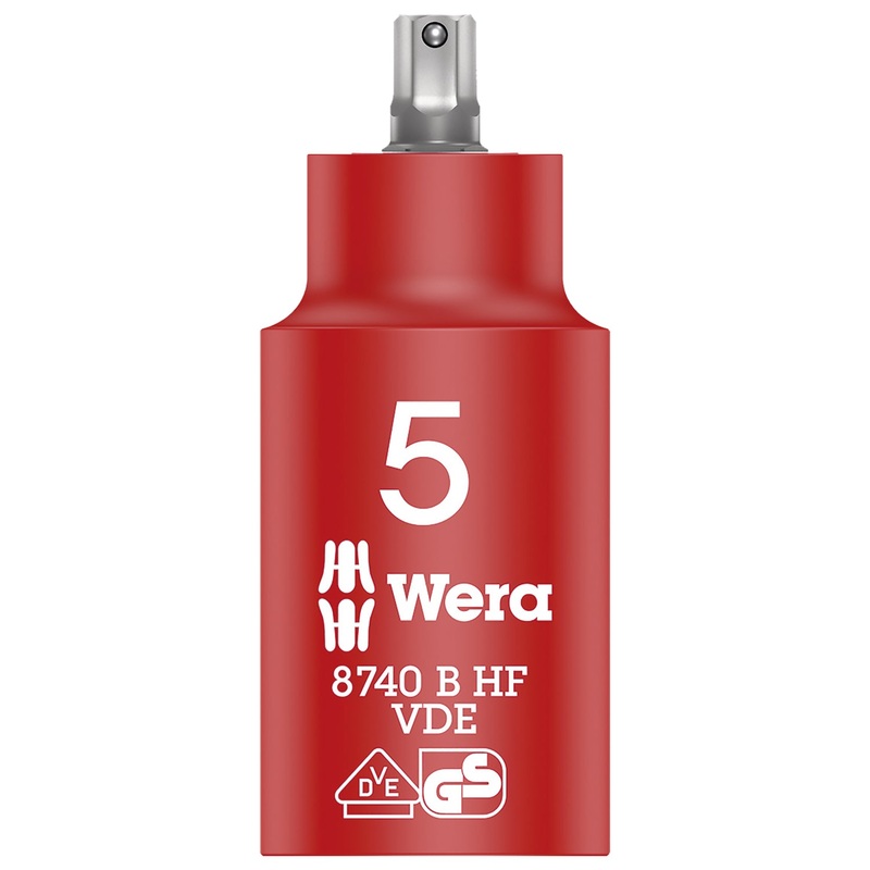 Wera 8740 B VDE HF Zyklop Hex bit socket, insulated, with holding function, 3/8″ drive, 5 x 55 mm