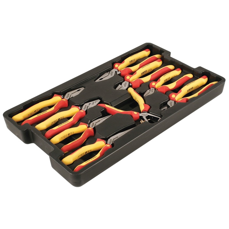 Wiha Tools 32999 Insulated Pliers / Cutters Set with Tray, 9 Pc.