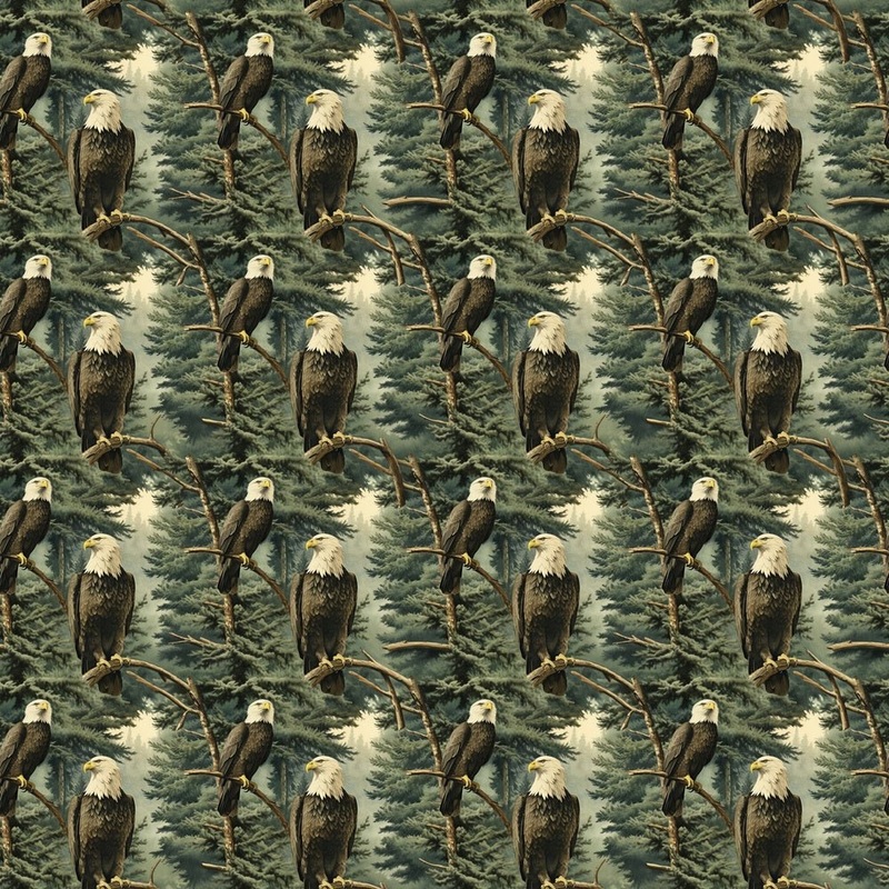 Bald Eagle in Tree Fabric Quilting Cotton Yard – 36″ x 45″