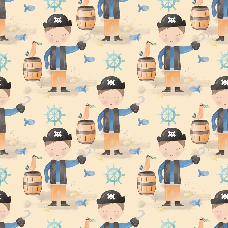 Pirates With Hook Fabric – Yellow Quilting Cotton Yard – 36″ x 45″