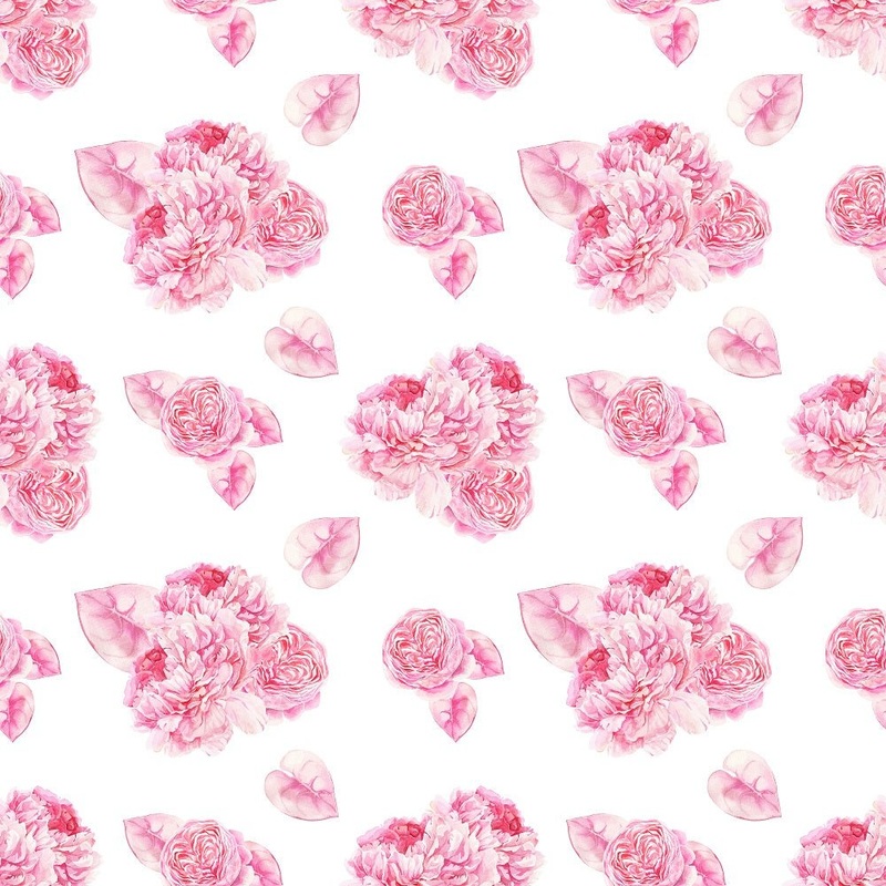 Tropical Love Flowers and Petals Fabric – White Quilting Cotton Yard – 36″ x 45″