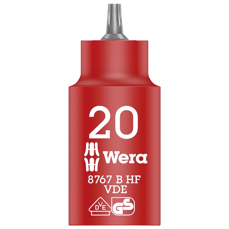 Wera 8767 B VDE HF TORX Zyklop bit socket, insulated, with holding function, 3/8″ drive, TX 20 x 55 mm