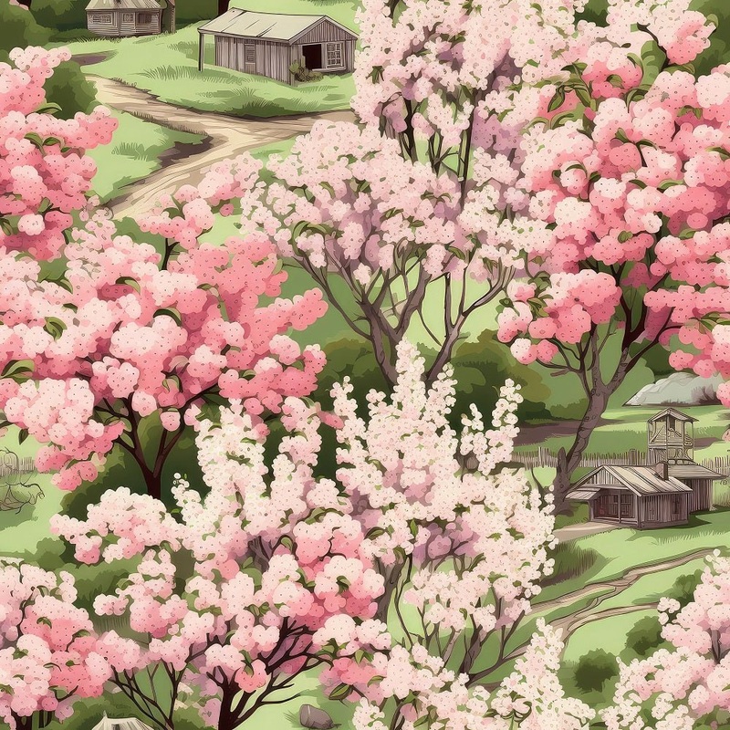 Cottagecore Apple Garden #5 Fabric Quilting Cotton Yard – 36″ x 45″