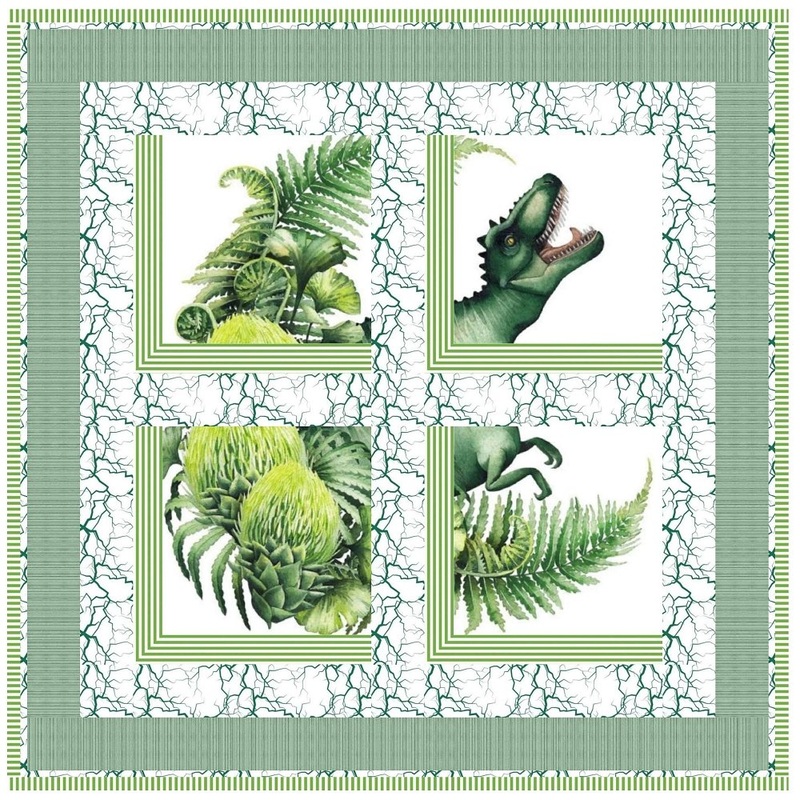 Window to the World – Dinosaur Wall Hanging 29 1/2″ x 29 1/2″ Quilting Cotton 29 1/2 Inches by 29 1/2 Inches