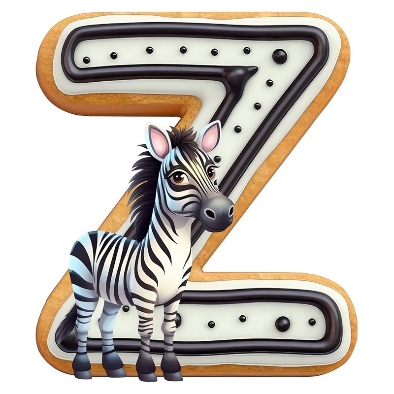 “Z” Zebra Cookie Fabric Panel Quilting Cotton 4.5 Inches by 4.5 Inches
