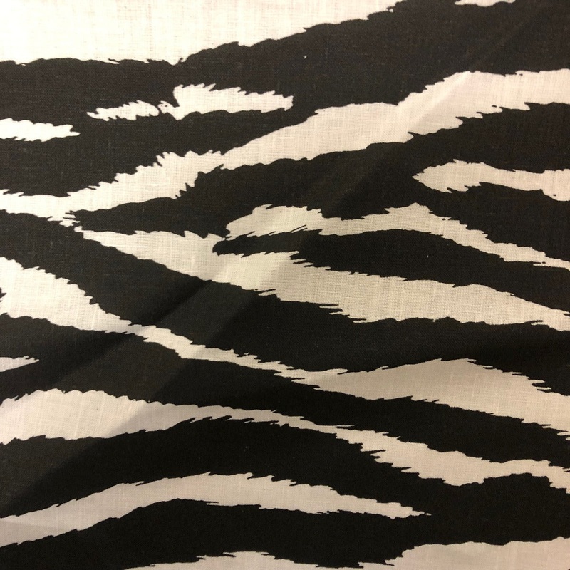 Zebra Print Poly Cotton Fabric White