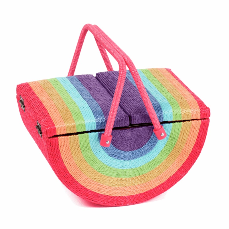 Wicker Rainbow Sewing Box with Twin Lid