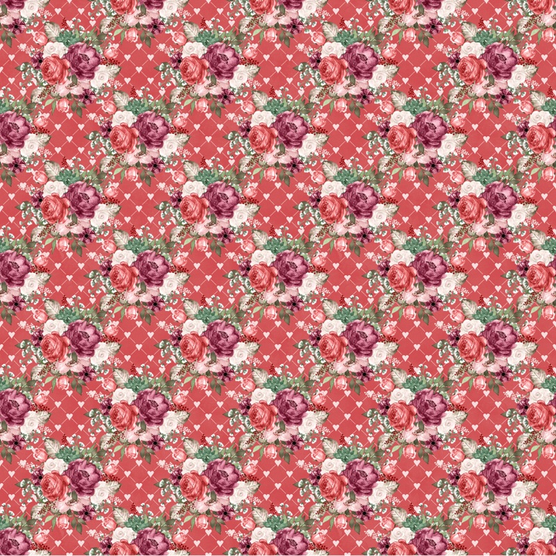 Wildflower Bouquets & Hearts Fabric – Dusty Rose Quilting Cotton Yard – 36″ x 45″