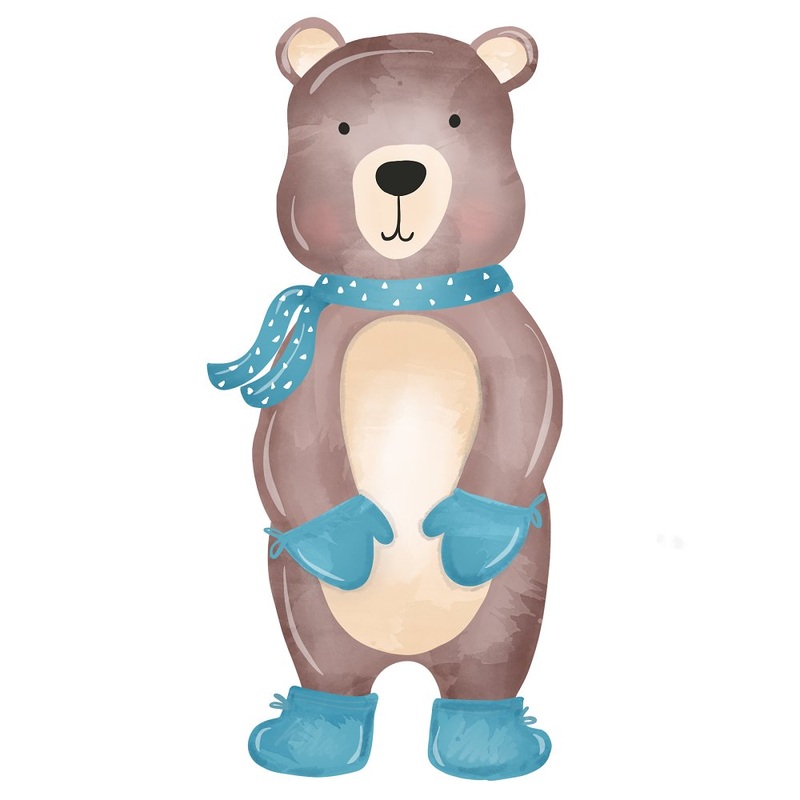 Winter Bear Fabric Panel Quilting Cotton 4.5 Inches by 4.5 Inches