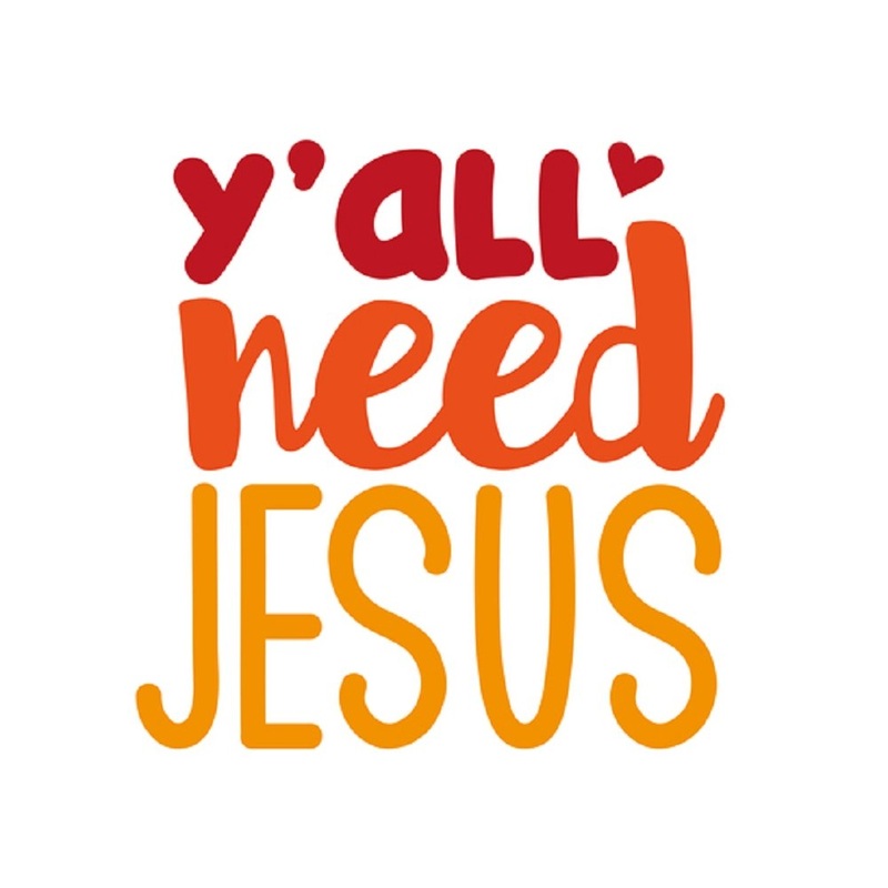 Y’all Need Jesus Fabric Panel – White Quilting Cotton 4.5 Inches by 4.5 Inches