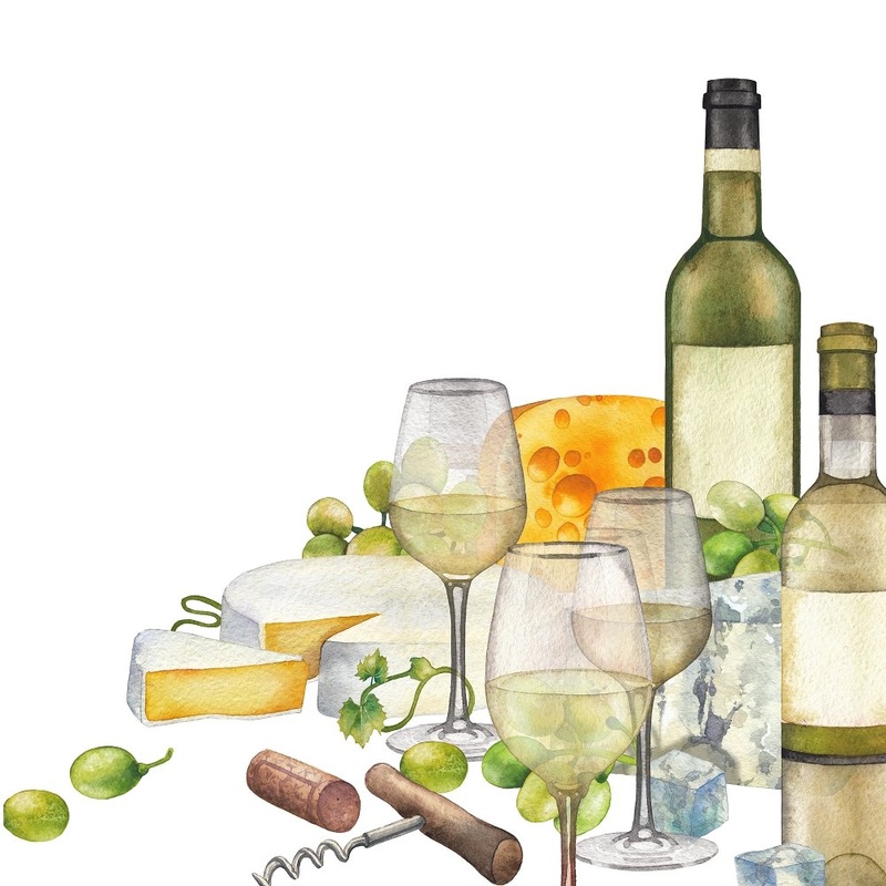 White Wine & Dine Fabric Panel Quilting Cotton 4.5 Inches by 4.5 Inches