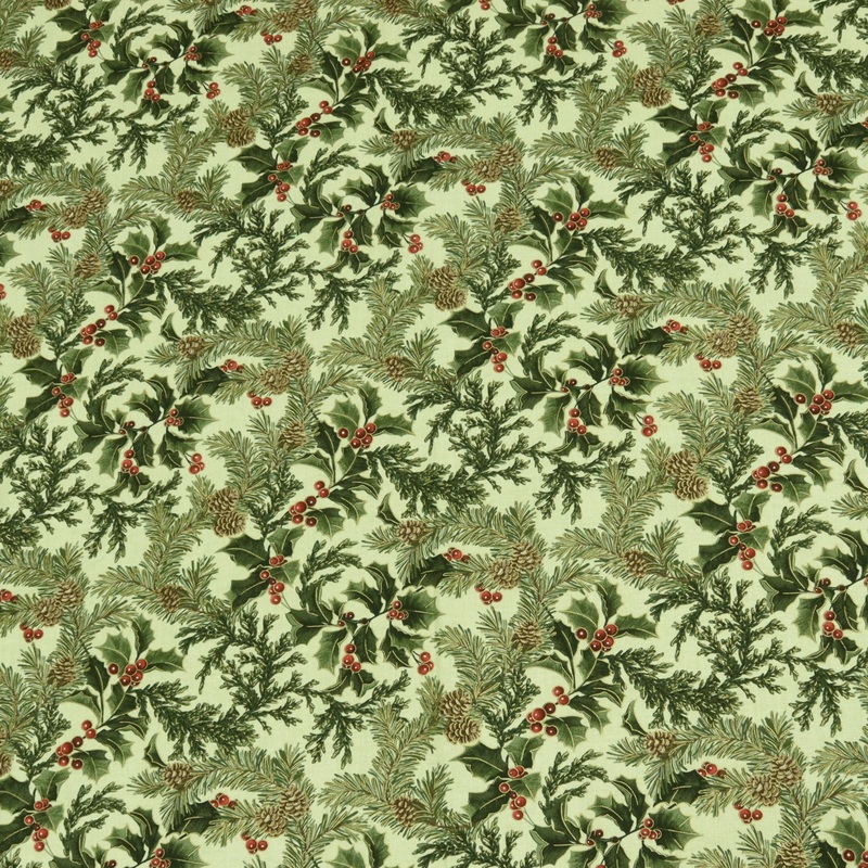 Winter In The Pines Fabric Collection – Pine Forest Light Leaf