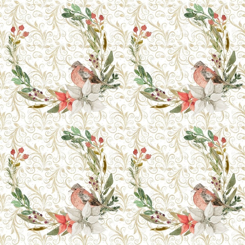 Winter Dreams Birds Fabric Quilting Cotton Yard – 36″ x 45″