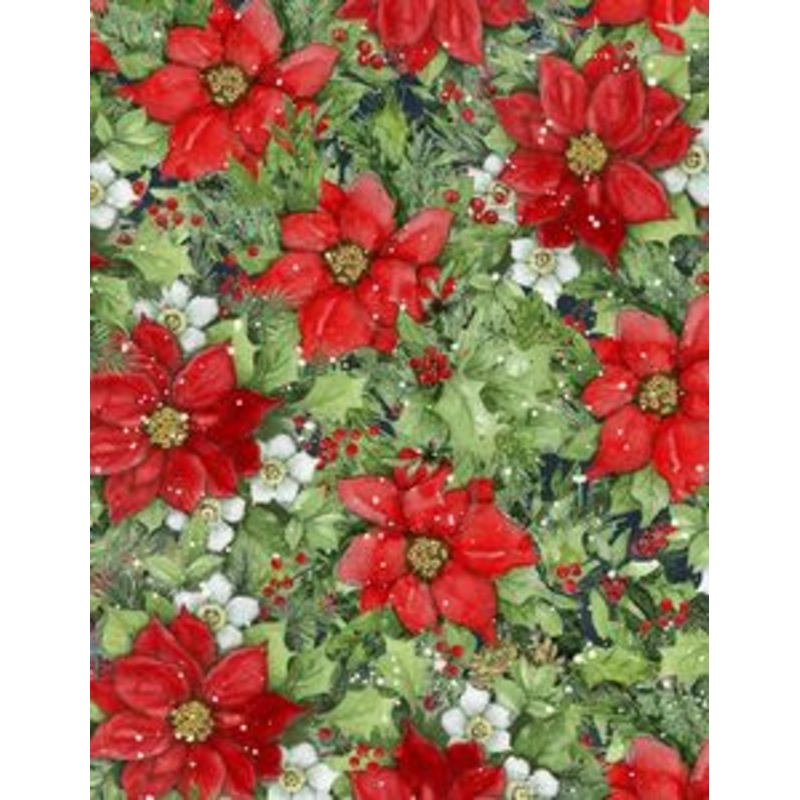 Winter Hollow Poinsettias  Navy